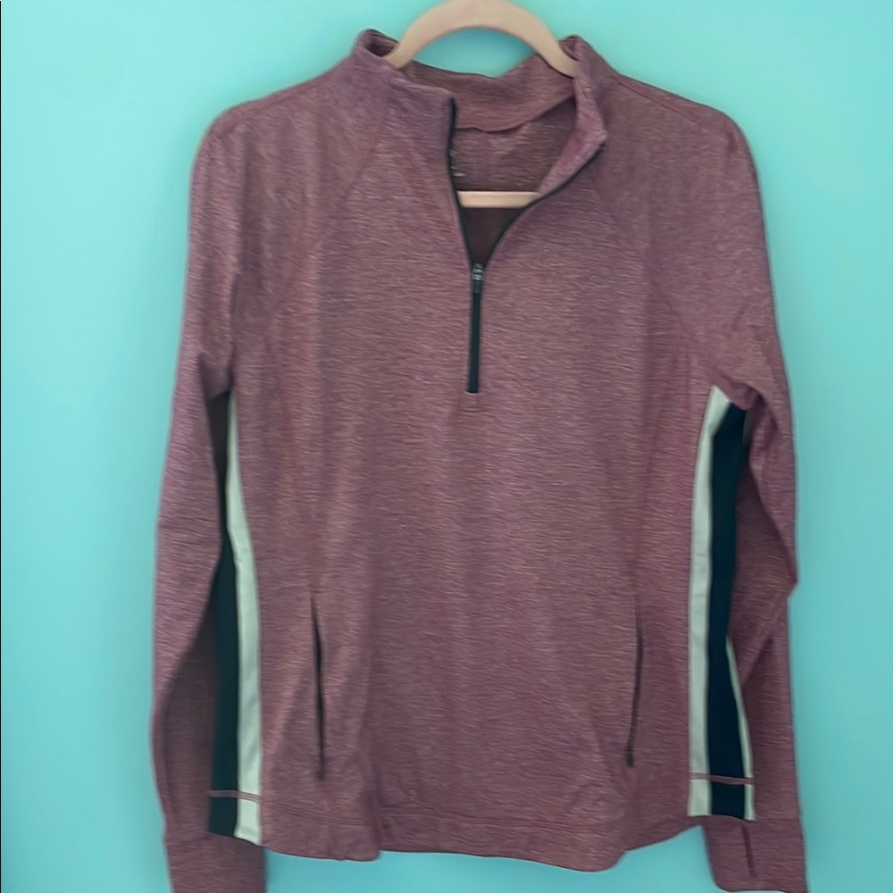 T by Talbots Burgundy Quarter-Zip Pullover